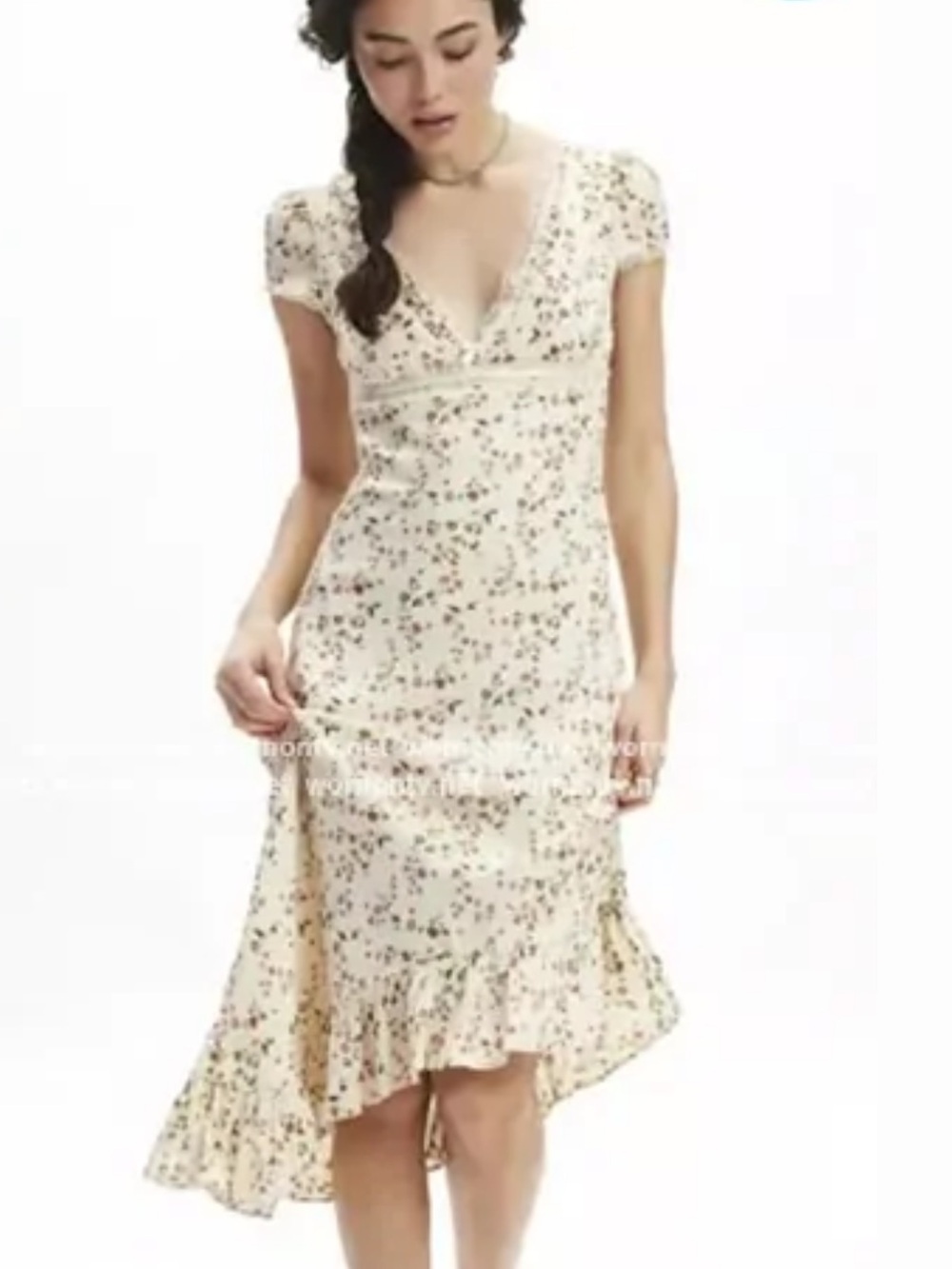 Kimchi Blue Cora Midi Floral Slip Dress With Lace Trim.  Size S